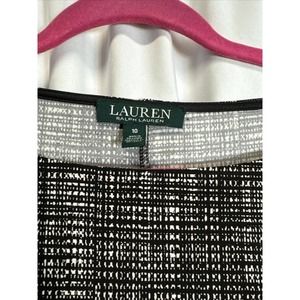 Lauren Ralph Lauren Stretch Drs Size 10 Cream & Black Jersey Long Sleeved Dress